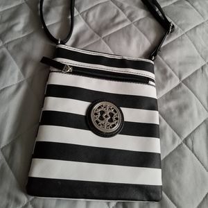 black and white cross body bag